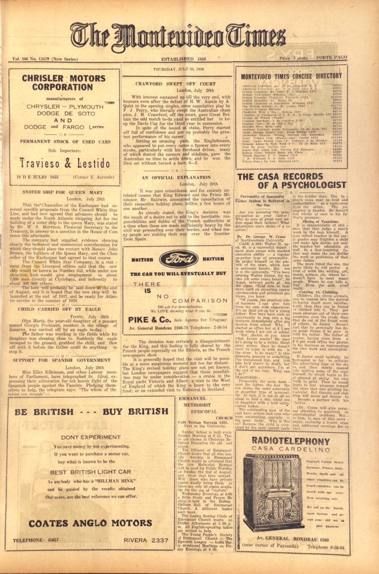 THE MONTEVIDEO TIMES del 30/07/1936